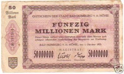 Banknote 50 Millionen Mark Inflation Bad Homburg 1923