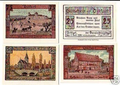 4 Banknoten Notgeld Gemeinde Ditfurt 1921