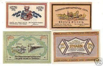 4 Banknoten Notgeld Gemeinde Leck um 1920
