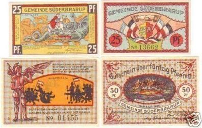 4 Banknoten Notgeld Gemeinde Süderbrarup um 1921