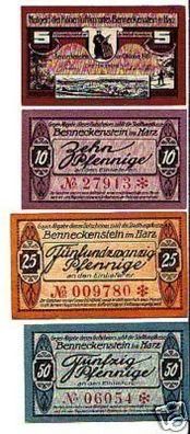 4 Banknoten Notgeld Stadt Benneckenstein 1919
