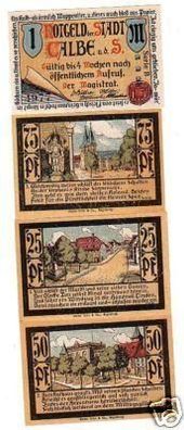 4 Banknoten Notgeld Stadt Calbe an der Saale um 1920