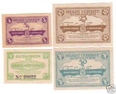 4 Banknoten Notgeld Stadt Lehrte 1921