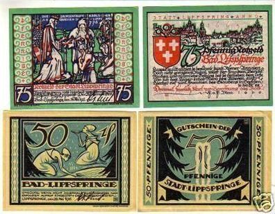 4 Banknoten Notgeld Stadt Lippspringe 1921