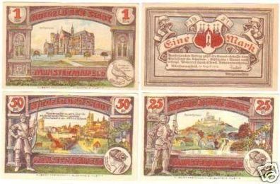 4 Banknoten Notgeld Stadt Münstermaifeld 1921
