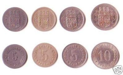 4 x Notgeld Münzen Stadt Ohligs 1917-1920