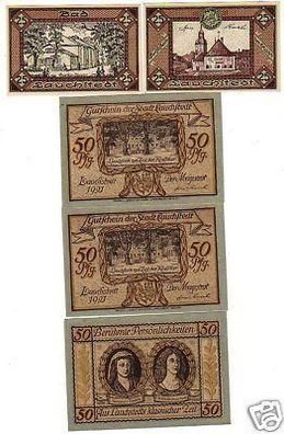 5 Banknoten Notgeld der Stadt Bad Lauchstedt 1921