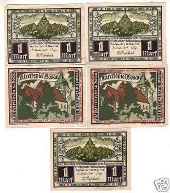 5 Banknoten Notgeld Kirchspiel Bosau 1921