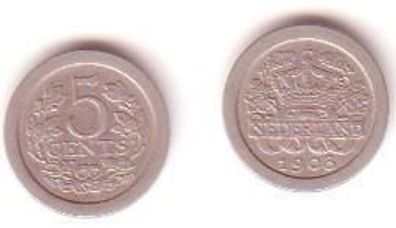 5 Cents Nickel Münze Niederlande 1908