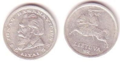 5 Litai Silber Münze Litauen 1936 Reiter