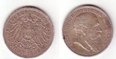 5 Mark Silber Münze Baden Großherzog Friedrich 1902