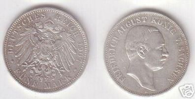 5 Mark Silber Münze Sachsen Friedrich August 1907