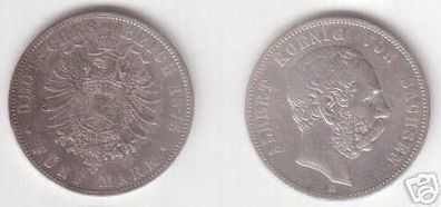 5 Mark Silber Münze Sachsen König Albert 1875