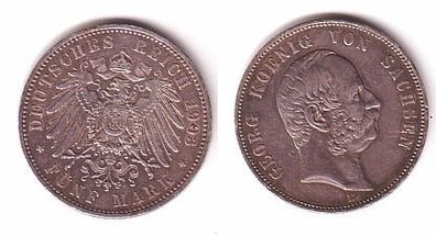 5 Mark Silber Münze Sachsen König Georg 1903 E