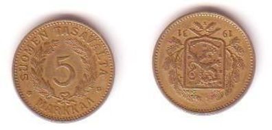 5 Markkaa Messing Münze Finnland 1931