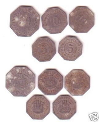 5 Münzen Notgeld 5,5,10,10,50 Pf. Stadt Wittenberg 1917