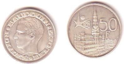 50 Franc Silber Münze Belgien 1958 Rathaus Brüssel