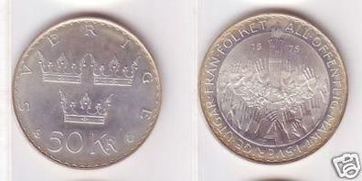 50 Kronen Silber Münze Schweden 1975