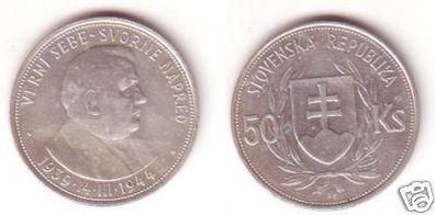50 Kronen Silber Münze Slowakei 1944 Dr. Josef Tiso