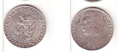 50 Kronen Silber Münze Tschechoslowakei 1949