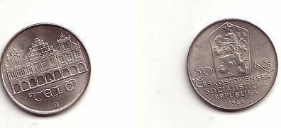 50 Kronen Silber Münze Tschechoslowakei Telc 1986
