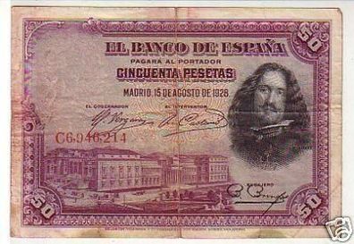 50 Pesetas Banknote Spanien 1928 P.75