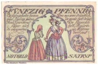 50 Pfennig Banknote Notgeld Gemeinde Satrup 1921
