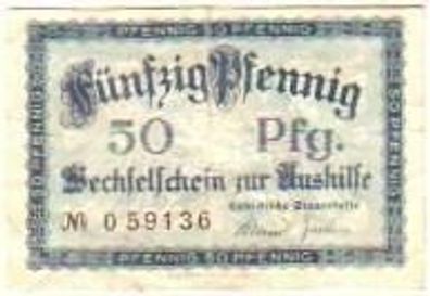 50 Pfennig Banknote Notgeld Lübecksche Staatskasse 1920