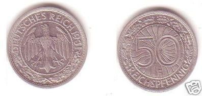 50 Pfennig Nickel Münze Weimarer Republik 1931 F