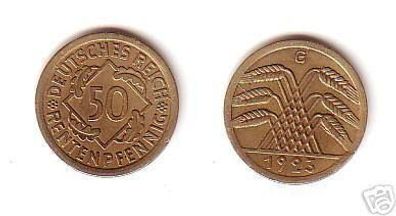 50 Rentenpfennig Münze Weimarer Republik 1923 G