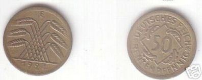 50 Rentenpfennig Münze Weimarer Republik 1924 E