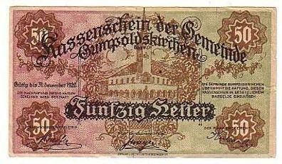 50Heller Banknote Notgeld Gemeinde Gumpoldskirchen 1920