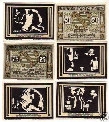 6 Banknoten Notgeld Bezirksverband Auerbach i.V. 1921