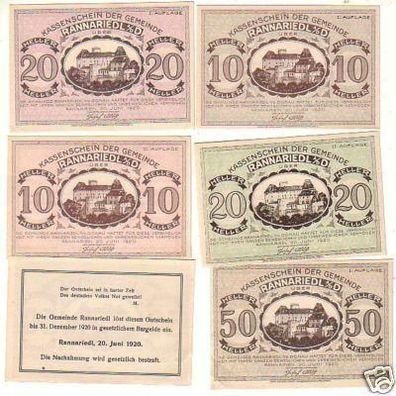 6 Banknoten Notgeld der Gemeinde Rannariedl a.d.D. 1920