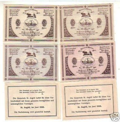 6 Banknoten Notgeld der Gemeinde St. Aegidi 1920