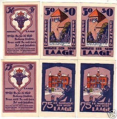 6 Banknoten Notgeld der Stadt Laage Mecklenburg um 1921