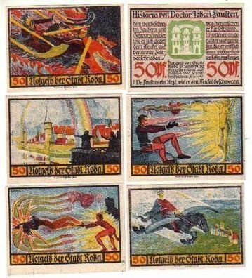 6 Banknoten Notgeld der Stadt Roda 1921