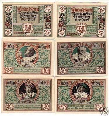 6 Banknoten Notgeld der Stadt Rothenburg Tauber 1921