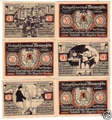 6 Banknoten Notgeld der Stadt Weissenfels 1921