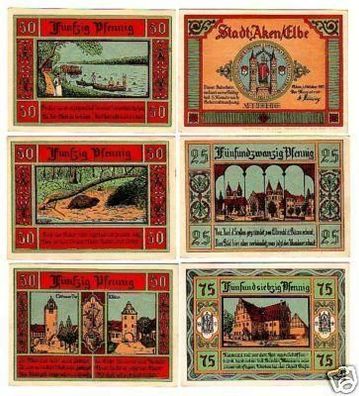 6 Banknoten Notgeld Stadt Aken 1921
