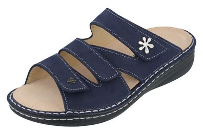 FINN Comfort Grenada Damen Pantolette Hausschuhe indigo blau Nubukleder