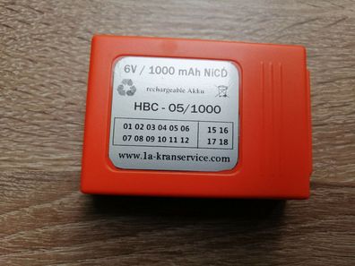 HBC Akku 6,0 Volt / 1000 mAh NiCD -Nachbau-- Rechnung-- neu-- BA205000 u.s.w