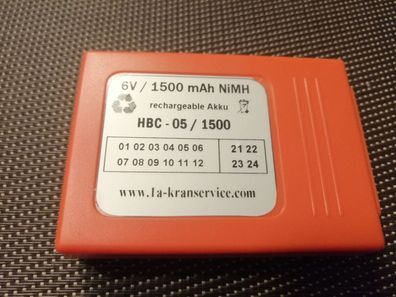 HBC Akku 6,0 Volt / 1500 mAh NiMH -Nachbau-- Rechnung-- neu-- BA205000 u.s.w