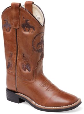 Old West Kinder/Damen Westernreitstiefel, Westernstiefel, Braun