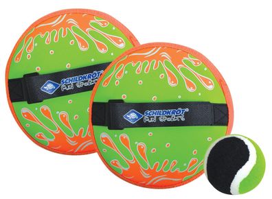 Schildkröt Neopren Klettball Set grün/orange | Ballspiel Fangspiel Wurfspiel Ball