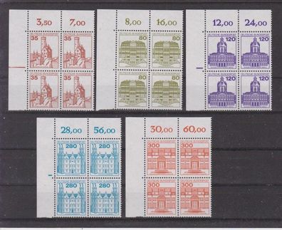 BRD 1982 postfrisch 4er Block Eckrand oben Links MiNr. 1139-1143