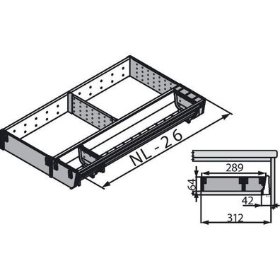 blum ORGA-LINE Besteckeinsatz/Facheinteilung Set ZSI. XXXKI3N Nennlänge 450mm