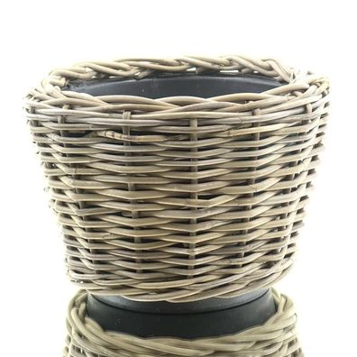 VAN DER LEEDEN DRYPOT® Rattan Pflanzkübel Grau Ø 32 cm - Sylter Körbe