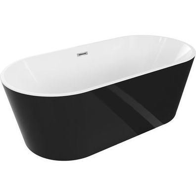 Mexen Luna Freistehende Badewanne 180x80 cm Weiß/Schwarz mit Chromabfluss