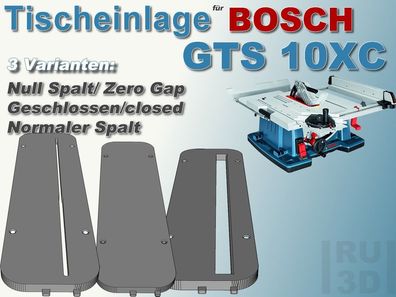 Null Spalt, Tischeinlage f. BOSCH GTS10 XC Tischkreissäge, zero clearance